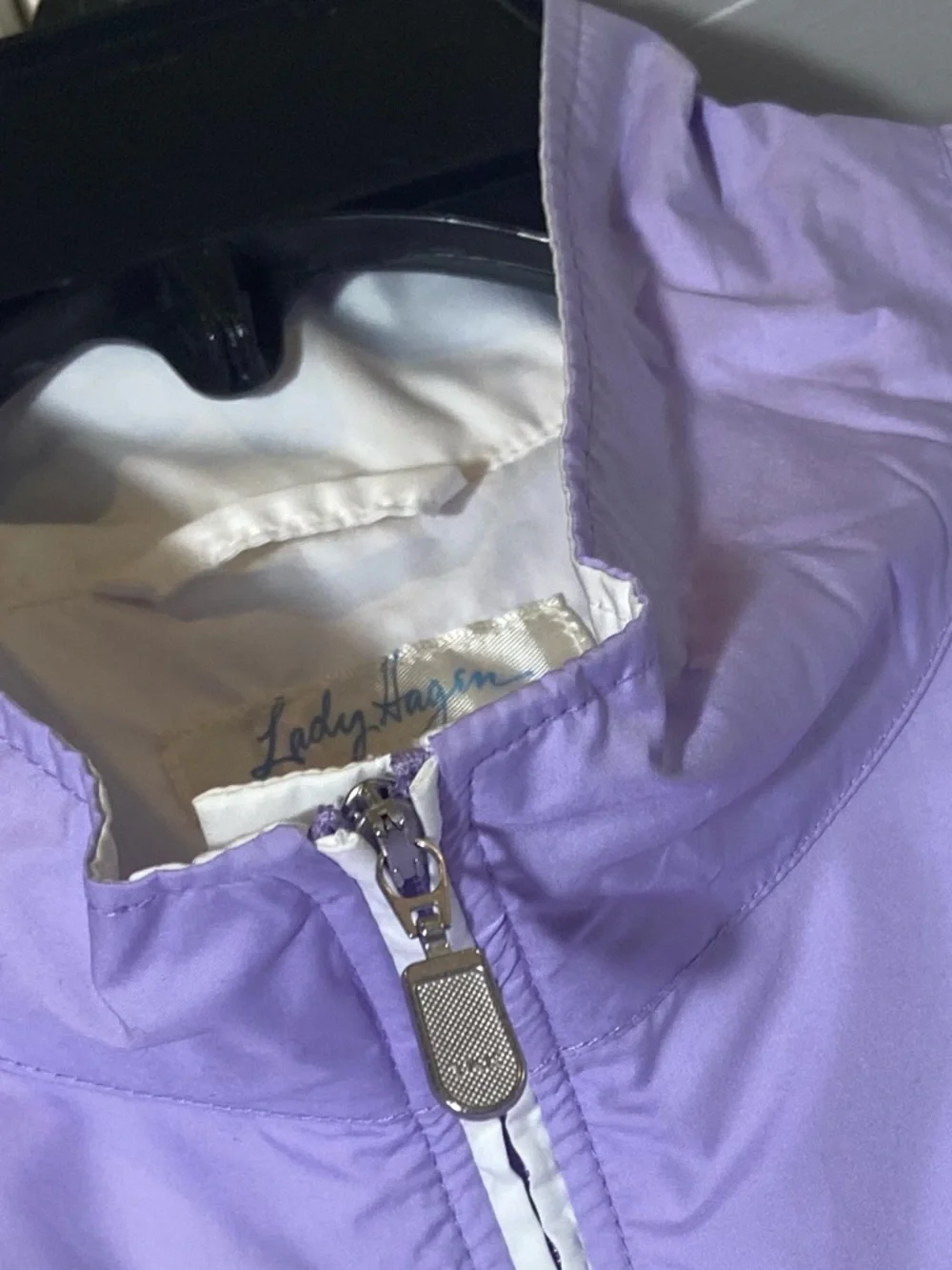 Lady  Hagan~Soft~Lavender~Windbreak~Pullover~Half Zip~Mesh Lined~Pockets~Size XL